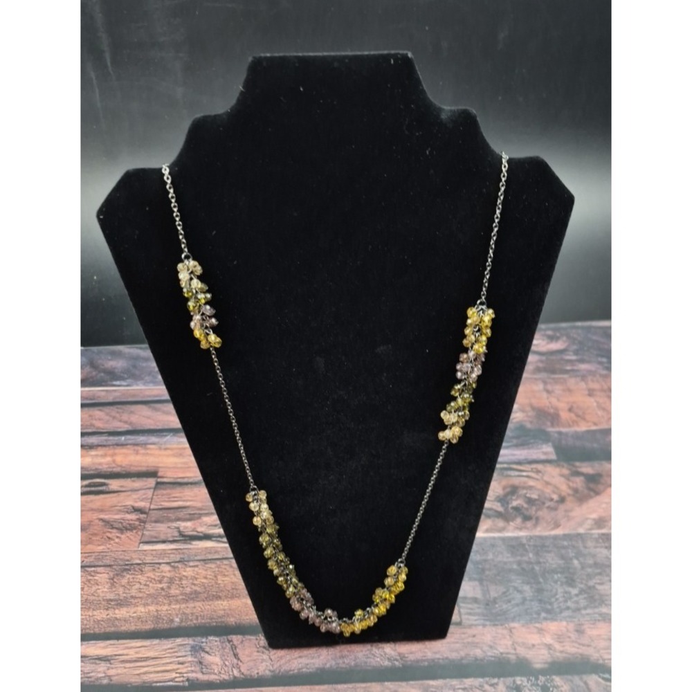 Coldwater Creek Necklace 36" Multicolor‎ Beaded Vine Cluster Gun Metal Long Boho